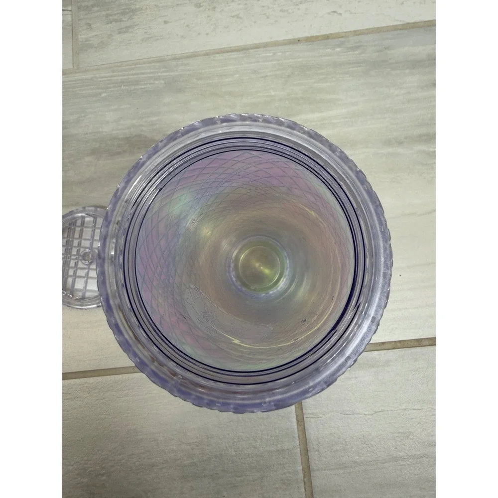 Starbucks Lavender Iridescent Studded Grid Venti Tumbler 24oz Cold Cup Purple